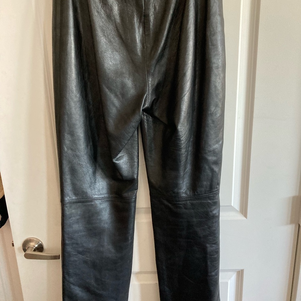 Source Unknown Sleek Black Leather Leg Pants - image 2